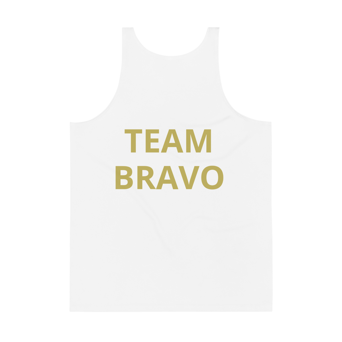 Team Bravo Unisex Tank Top in White & Gold