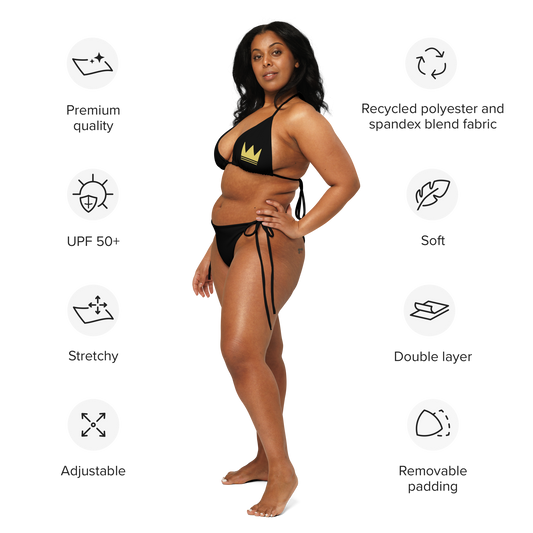 Team Bravo String Bikini set Black & Gold