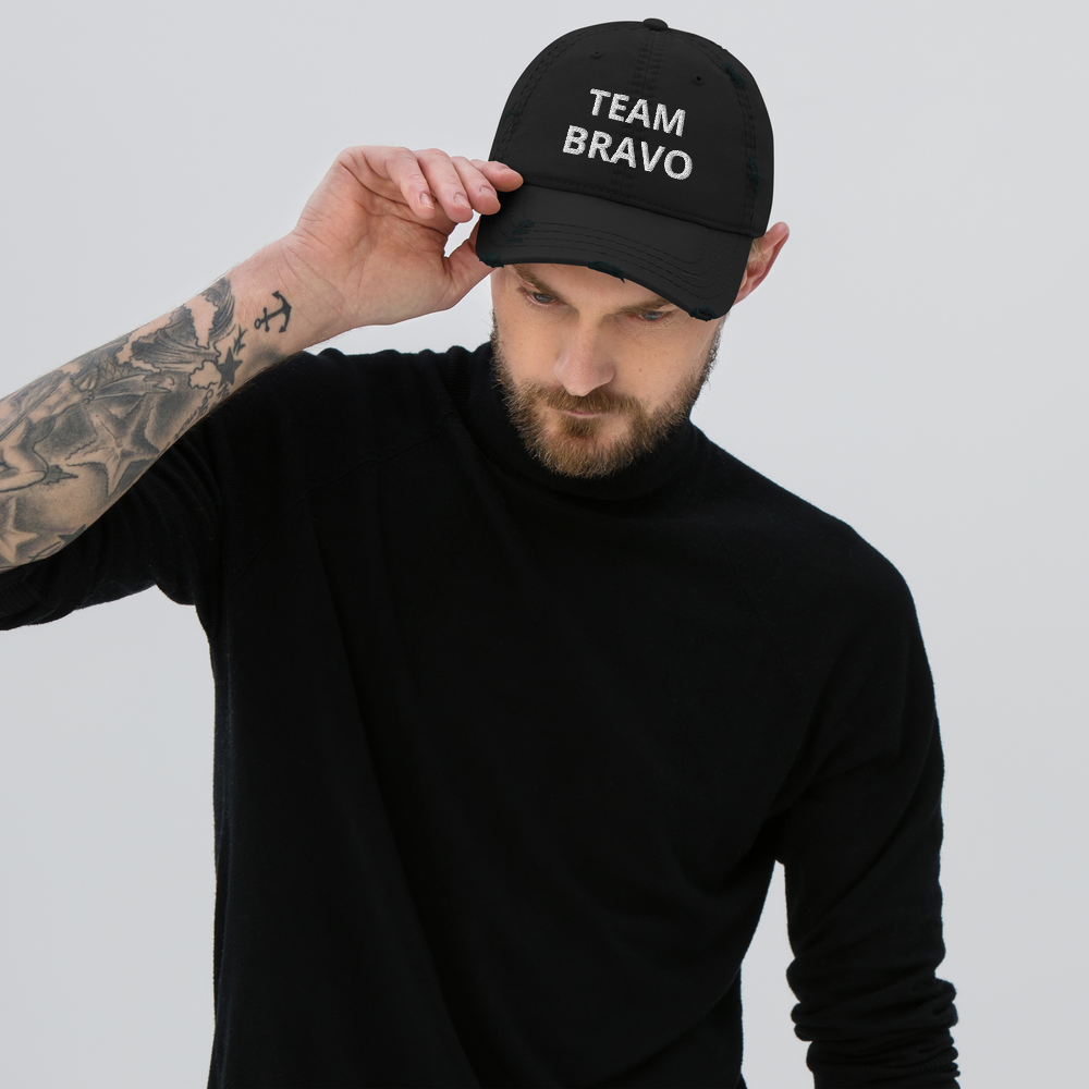 Original Team Bravo Urban Edge Distressed Dad Hat - Black & White