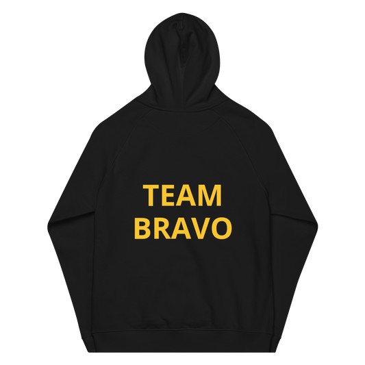 Team Bravo Unisex Eco Raglan Hoodie Black & Gold