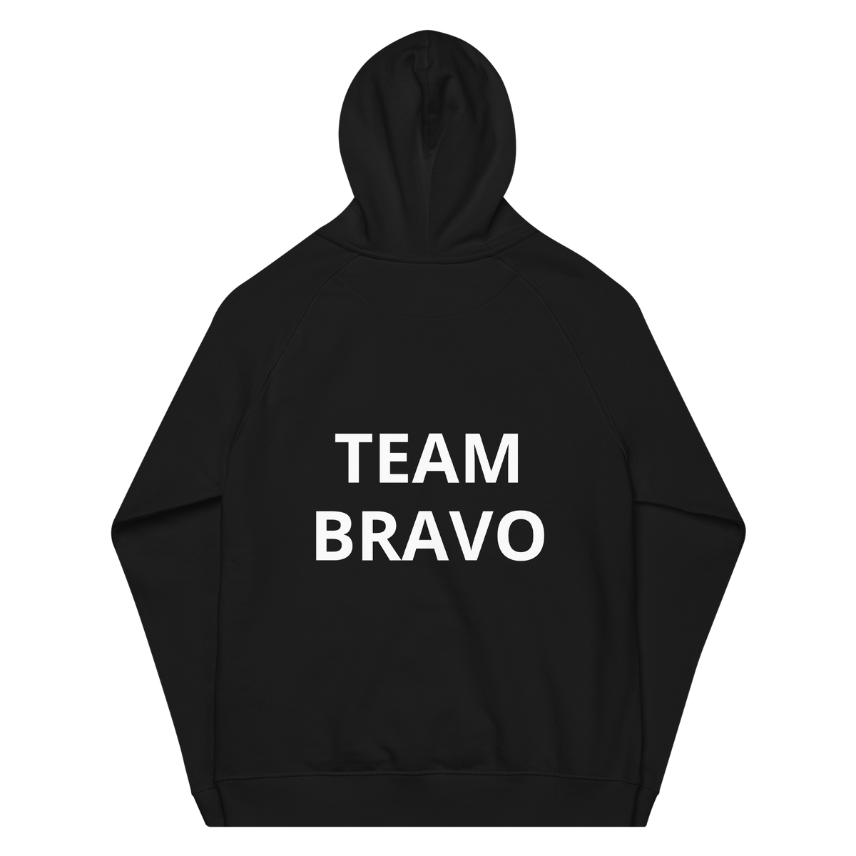 Team Bravo Unisex Eco Raglan Hoodie Black & White