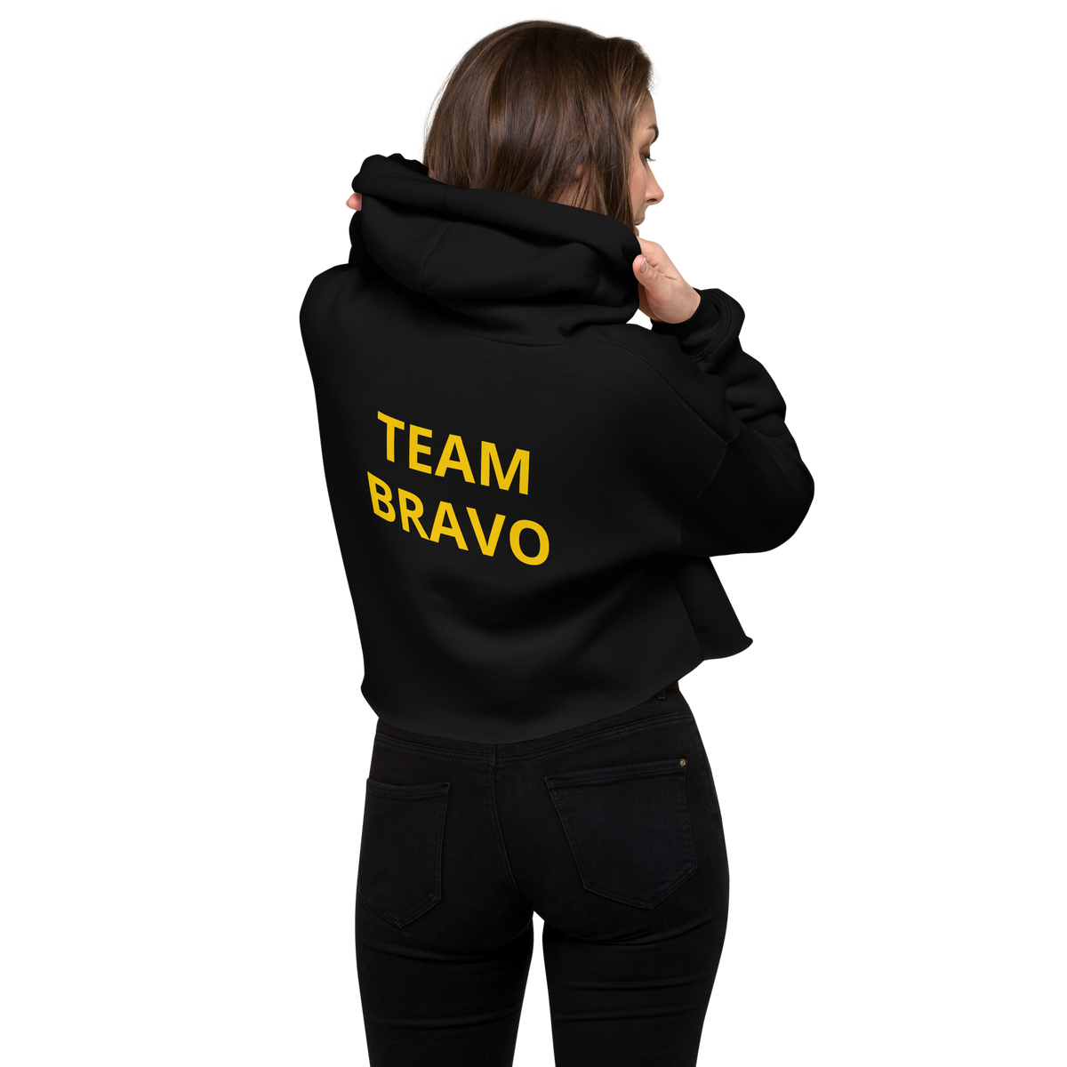 Team Bravo Crop Hoodie Black & Gold