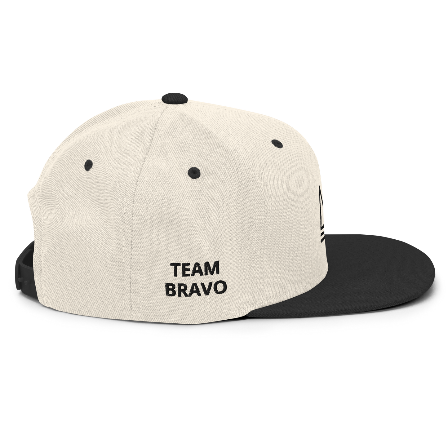 Team Bravo Snapback Hat White & Black