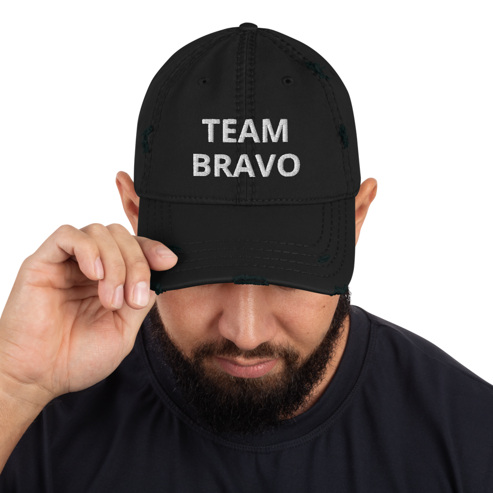 Original Team Bravo Urban Edge Distressed Dad Hat - Black & White