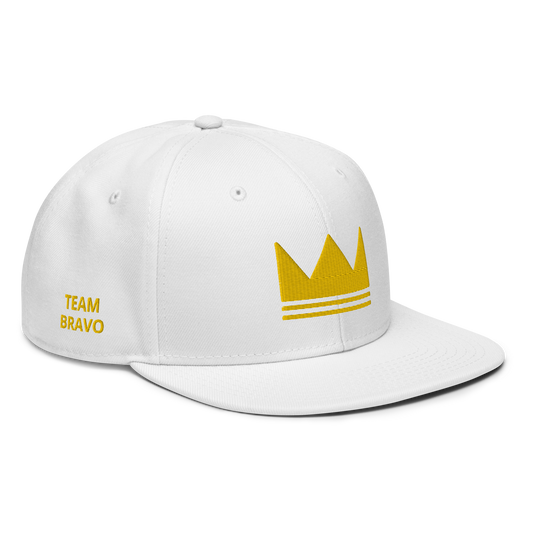 Team Bravo Snapback Hat White & Gold
