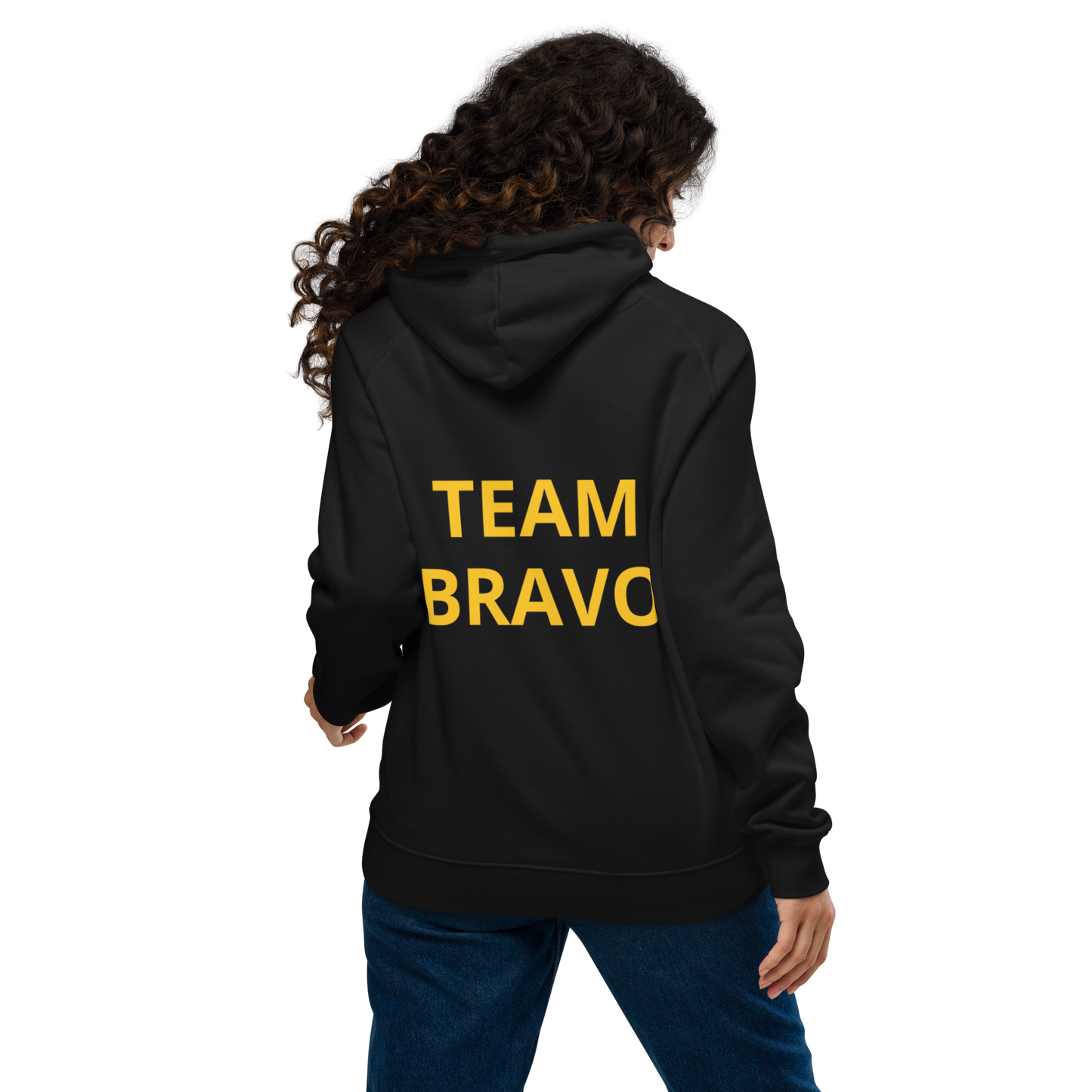 Team Bravo Unisex Eco Raglan Hoodie Black & Gold