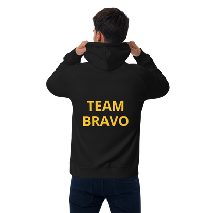 Team Bravo Unisex Eco Raglan Hoodie Black & Gold