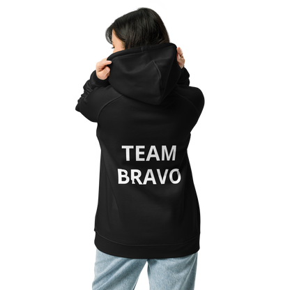 Team Bravo Unisex Eco Raglan Hoodie Black & White