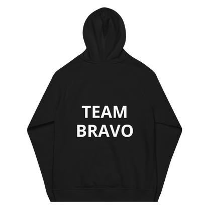 Team Bravo Unisex Eco Raglan Hoodie Black & White