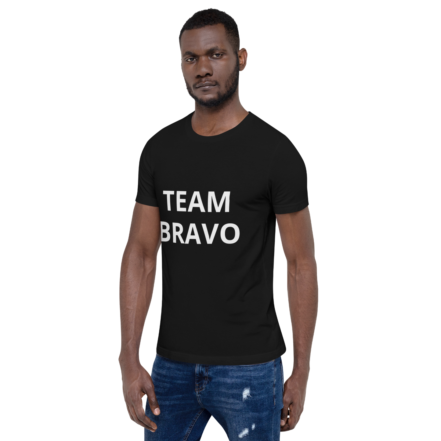 Team Bravo Promo Shirt Black & White with QR Code